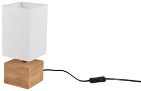 Stolová lampa s textilným tienidlom v bielo-prírodnej farbe (výška 30 cm) Woody – Trio
