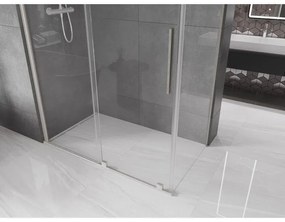 Mexen Velar, sprchový kút s posuvnými dverami 160 x 75 cm, 8mm číre sklo, brúsená oceľ, 871-160-075-01-97
