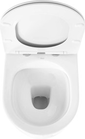 Rea Oliver, závesná WC misa Rimless s toaletným sedadlom s pomalým dopadom, biela, REA-C6509