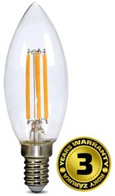 Solight LED retro filamentová žiarovka, E14, Candle, 4W, 440lm, 3000K, teplá biela