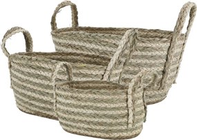 3ks oválny úložný kôš z morskej trávy Loani - 48*33*24/ 40*27*21/ 32*22*19 cm