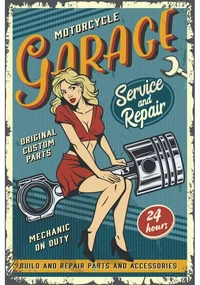 Ceduľa Motorcycle Garage