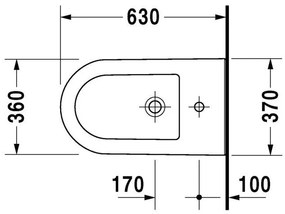 DURAVIT Darling New samostatne stojací bidet kapotovaný s otvorom, 370 mm x 630 mm, s povrchom WonderGliss, 22511000001