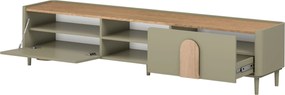 TV stolík Amilio 220 cm na nožičkách - eukalyptus / dub baltic dune / dub prírodný