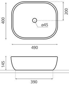 Bathco 4072 - Umývadlo na dosku OLEA 49x40 cm porcelán/biela