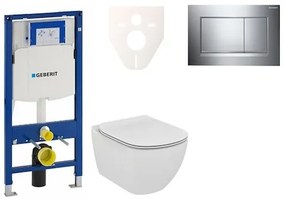 Cenovo zvýhodnený závesný WC set Geberit do ľahkých stien / predstenová montáž + WC Ideal Standard Tesi 111.300.00.5NE6, 1 ks