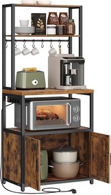 Kuchyňský regál Vasagle Nori 60 cm se zásuvkou černý/hnědý