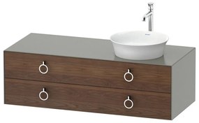 DURAVIT White Tulip závesná skrinka pod umývadlo na dosku vpravo, 2 zásuvky, 1300 x 550 x 408 mm, americký orech masív/kameňovo šedá matná, WT4992R7792