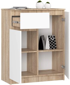 Komoda Kiara 80 cm 2 skrinky a 1 zásuvka dub sonoma/biela