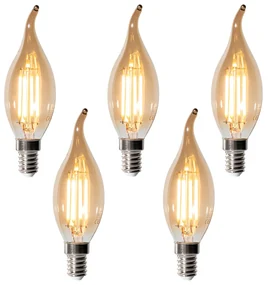 Set van 5 E14 dimbare LED lampen BXS35 goud 4W 450 lm 2200K