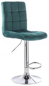 LuxuryForm DESIGN Barová stolička TOLEDO VELUR na striebornom tanieri - zelená