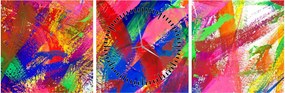 Obraz - Farebná abstrakcia (s hodinami) (90x30 cm)