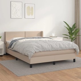Boxspring posteľ s matracom kapučínová 140x190 cm umelá koža 3130720