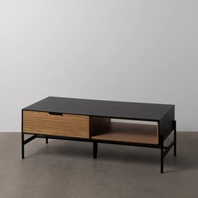 Konferenčný stolík v dekore jaseňa v čiernej a prírodnej farbe 60x124 cm Orleans – Ixia