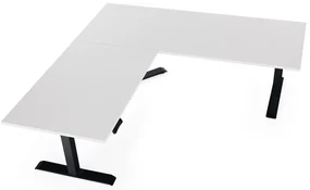 Výškovo nastaviteľný stôl OfficeTech Angle, 180 x 200 cm, čierna podnož, svetlo sivá