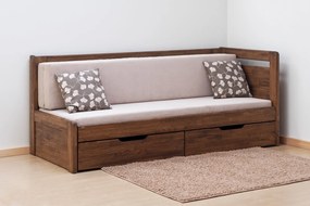 BMB TANDEM KLASIK s roštom a úložným priestorom 90 x 200 cm - rozkladacia posteľ z dubového masívu vysoká pravá, dub masív
