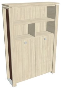 Vysoká šatníková skriňa Verno+ S 140 x 46 x 210 cm, s regálom, agát / hnedá