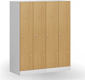 Šatníková skrinka S1 znížená, 2 oddiely, 1500 x 600 x 500 mm, demont, cylindrický zámok, laminované dvere, buk