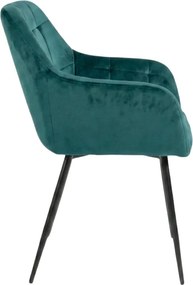 Tmavozelené jedálenské kreslo LOREN VELVET s čiernymi nohami