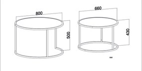SADA 2x Odkladací stolík TAMBUR čierna/hnedá