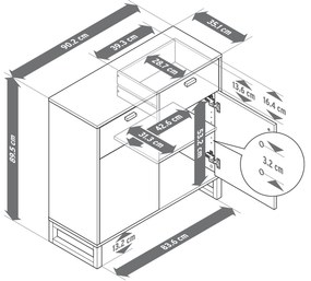 Odkladacia skrinka s 2 zásuvkami a 2 dvierkami