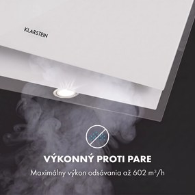 Klarstein Mirage 90, digestor, 90 cm, nástenný, 602 m³/h, A++, dotykový panel, RGB svetlo, biely