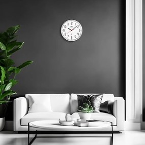 Plastové hodiny biele/lesklé strieborné PRIM Radio ∅ 292 × 48 mm