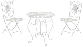 Súprava kovových stoličiek a stola Aldeano (SET 2+1) - Biela antik