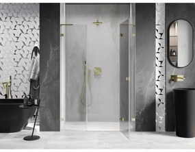 Mexen Lunar L, pravé otočné sprchové dvere 135 cm, číre sklo, zlatý profil, 834SL-135-050-50-00-P