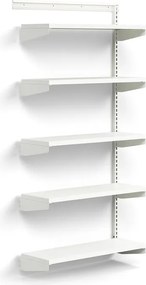 Nástenný regál RELY, prídavná sekcia, oceľové police, 1800x900x300 mm, biela