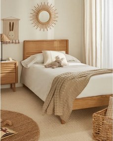 Jednolôžková posteľ z dubového dreva s roštom v prírodnej farbe 90x200 cm Lenon – Kave Home