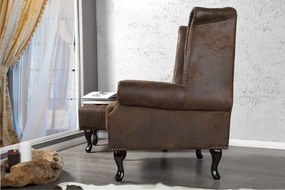 Luxusné kreslo Chesterfield hnedý starožitný vzhľad