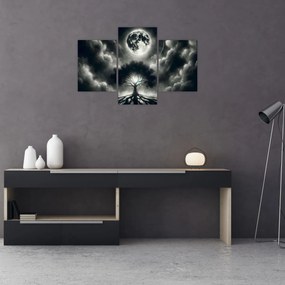 Obraz – Čiernobiely strom v splne (90x60 cm)
