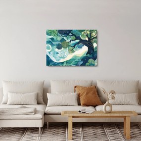 Sklenený obraz – Zelená koruna stromu života (70x50 cm)