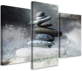 Gario Obraz na plátne Zenové kamene vo vode - 3 dielny Rozmery: 60 x 40 cm