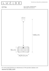 Lucide 46406/29/76 - Luster na lanku ETTA 1xE27/40W/230V pr. 29 cm drevo