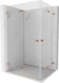 Mexen Lunar-F Duo skladacia sprchová kabína 100 x 80 cm, priehľadná, brúsená meď - 836-100L-080P-65-00