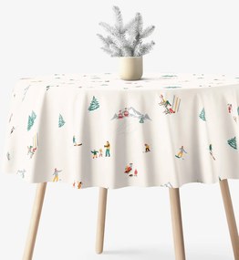 Goldea vianočný okrúhly obrus 100% bavlnené plátno - zimné radovánky Ø 140 cm