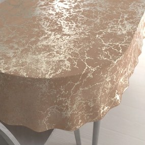 Biante Zamatový oválny obrus Isabela IBL-016 Zlatý mramor na púdrovo béžovom 140x220 cm