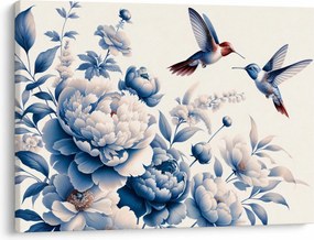 Obraz - Kolibríky nad kvetinou (70x50 cm)