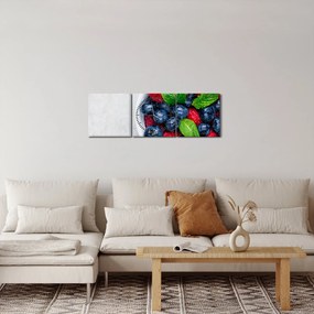 Obraz - miska s lesným ovocím (s hodinami) (90x30 cm)