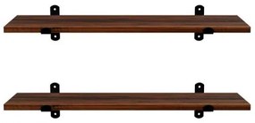 Sada 2x nástenných políc SHELFY hnedá/čierna