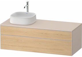 DURAVIT Zencha závesná skrinka pod umývadlo na dosku (umývadlo vľavo), 2 zásuvky, 1300 x 550 x 442 mm, dub prírodný/taupe super matná, ZE4822L30830000