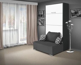 Nabytekmorava Sklápacia posteľ s pohovkou VS 21058P 200x90 farba pohovky: Sivá, Typ farebného prevedenia: Antracit / dvere biele
