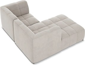 Béžová zamatová rohová pohovka (ľavý roh/s leňoškou) Aloha – Makamii