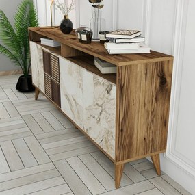 Skrinka Milan 2 Walnut and White Marble