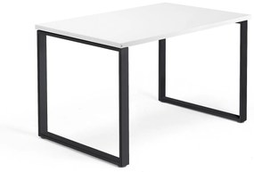 Kancelársky pracovný stôl QBUS, O-rám, 1200x800 mm, biela/čierna