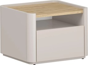 Nočný stolík Elivo 50 cm so zásuvkou - kašmírová / dub olejovaný