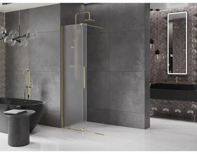 Mexen Velar, sprchová zástena s posuvnými dverami Walk-in 100 x 200 cm, 8mm sklo námraza, zlatá lesklá, 871-100-000-33-50