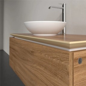 VILLEROY &amp; BOCH Legato závesná skrinka pod umývadlo na dosku (umývadlo v strede), 1 zásuvka, s LED osvetlením, 1000 x 500 x 380 mm, Oak Kansas, B571L0RH